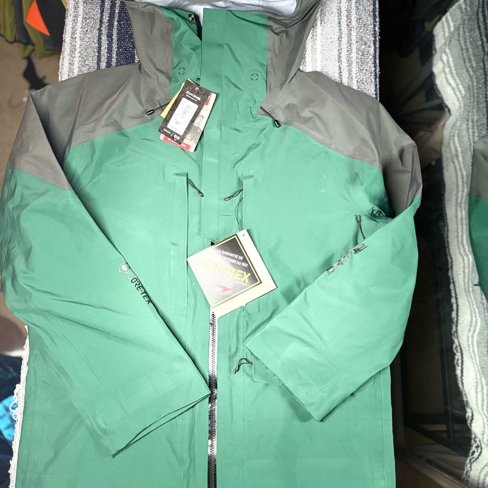Dakine Green and Gray Raincoat with Full-Length Zipper